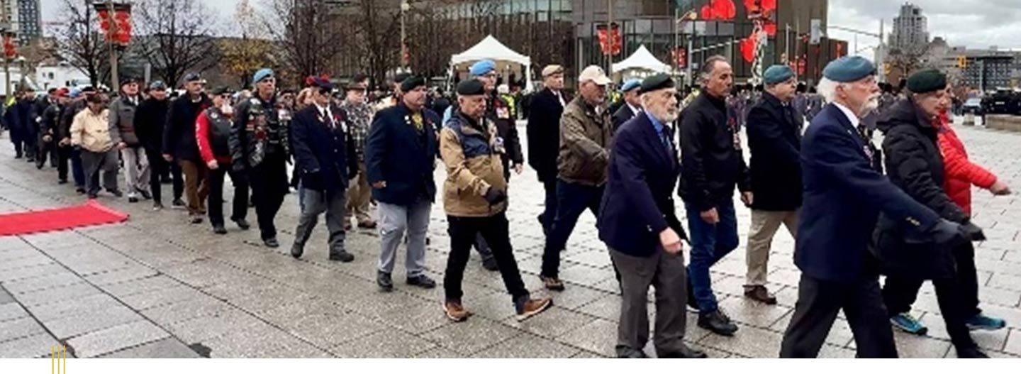 Parade of veterans during Remembrance Day ceremonies.