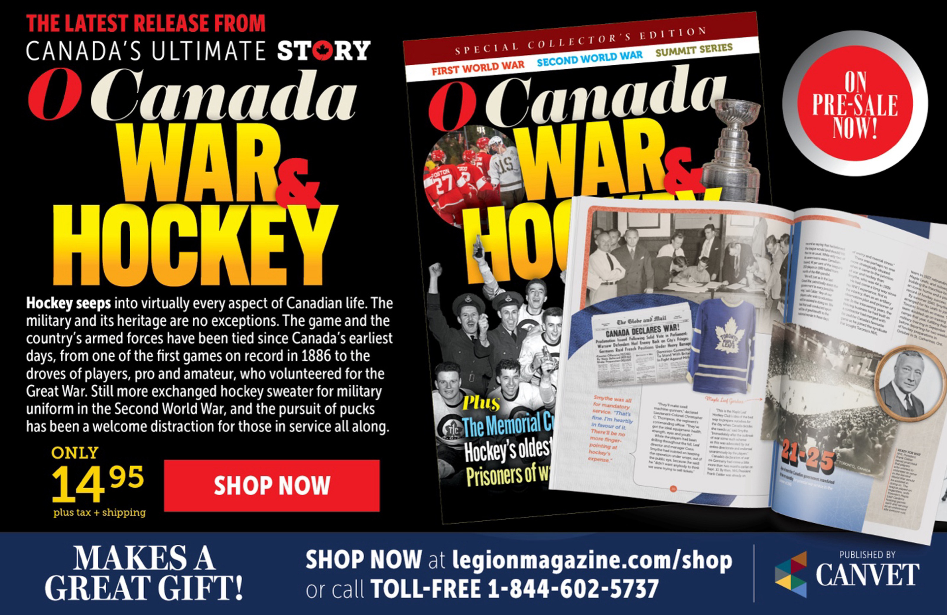 Hockey seeps into virtually every aspect of Canadian life. The military and its heritage are no exceptions. The game and the country's armed forces have been tied since Canada's earliest days, from one of the first games on record in 1886 to the droves of players, pro and amateur, who volunteered for the Great War. Still more exchanged hockey sweater for military uniform in the Second World War, and the pursuit of pucks has been a welcome distraction for those in service all along.